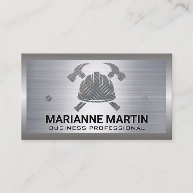 Carte De Visite Logo en acier de construction | Couleur | Menuiser (Devant)
