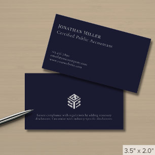 Carte De Visite Logo en argent bleu marine simple