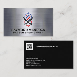 Carte De Visite Logo en barbre   Code QR   Métallique