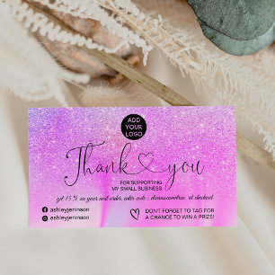 Carte De Visite Logo en marbre violet parties scintillant commande