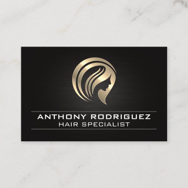 Carte De Visite Logo en métal des cheveux d'or (Devant)