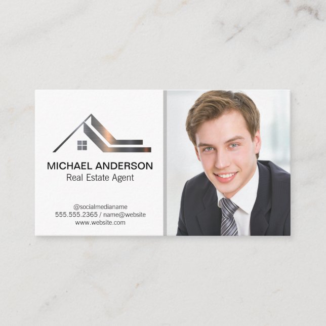 Carte De Visite Logo en métal immobilier | Business Man (Devant)
