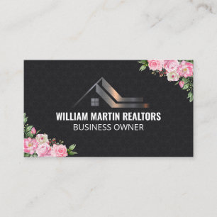 Carte De Visite Logo en métal immobilier Fleurs