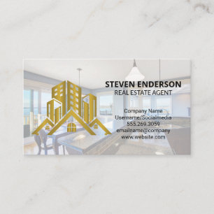 Carte De Visite Logo en or immobilier   Cuisine moderne