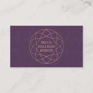 Carte De Visite Logo en pierre géométrique ronde or/violet