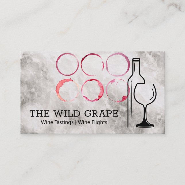 Carte De Visite Logo en verre bouteille | Tige à vin | Marbre (Devant)