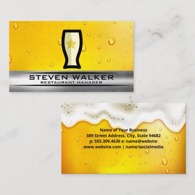 Carte De Visite Logo en verre de bière | Froth | Brasserie (Devant / Derrière)