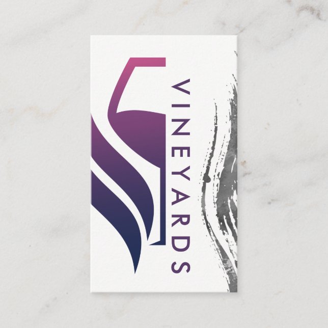 Carte De Visite Logo en verre de vin violet | Contour de brosse (Devant)