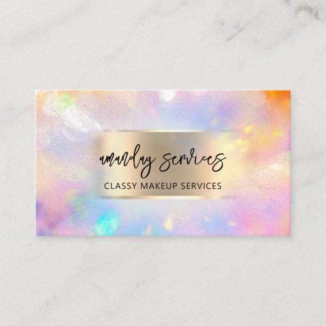 Carte De Visite Logo encadré Holographe Code QR maquillage magasin (Devant)
