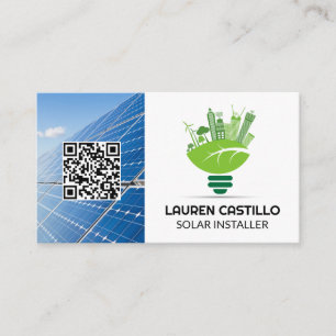 Carte De Visite Logo Énergie verte propre Panneaux solaires QR