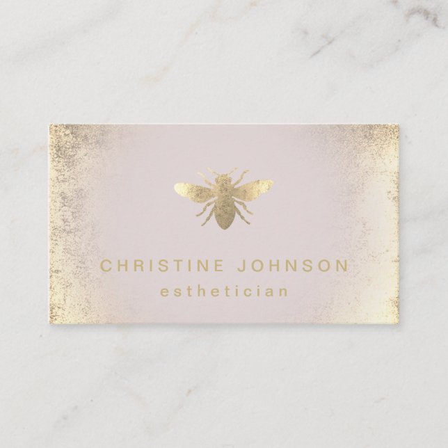 Carte De Visite logo esthéticien FAUX en feuille d'or (Devant)