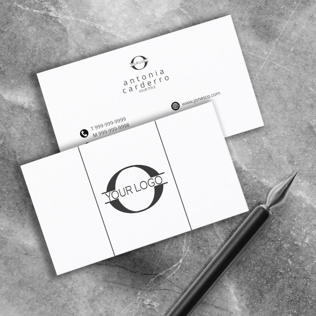 Carte De Visite Logo et icônes de médias sociaux noir/blanc ID810 (Créateur téléchargé)