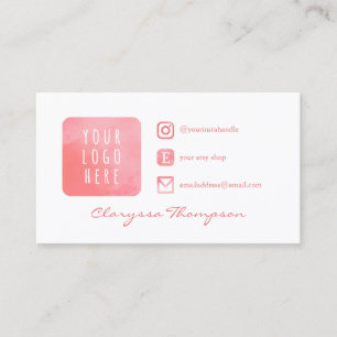 Carte De Visite Logo et photo en couleur rose sur les médias socia