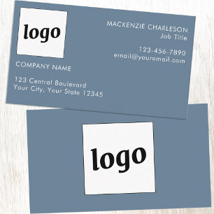 Carte De Visite Logo et texte simple gris bleu poussiéreux