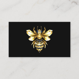 Carte De Visite Logo Faux Gold Foil Bee Polygonal sur Noir