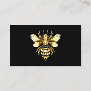 Carte De Visite Logo Faux Gold Foil Bee Polygonal sur Noir