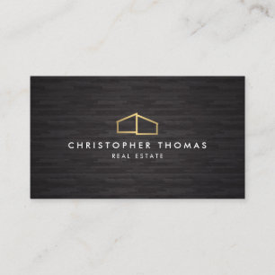 Carte De Visite Logo Faux Gold sur bois noir