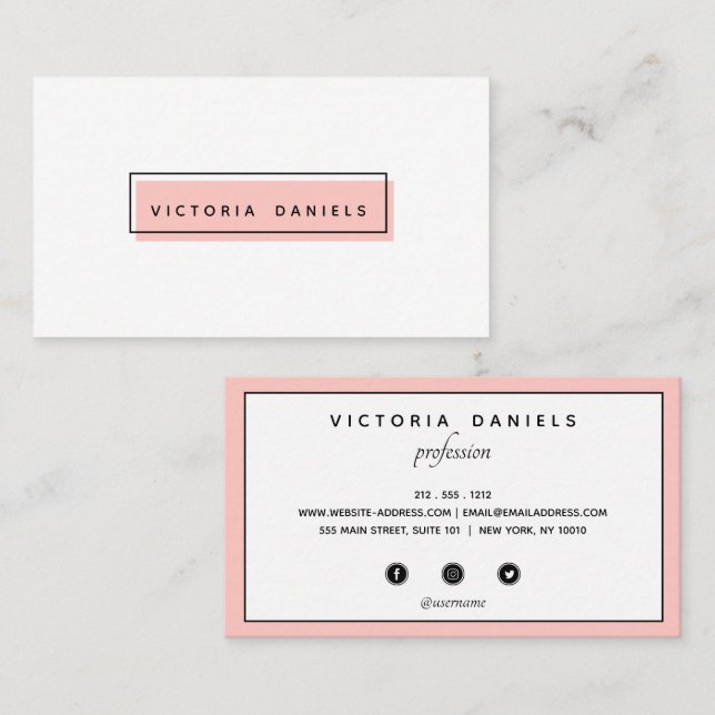 Carte De Visite Logo féminin | Rose | médias sociaux professionnel (Devant / Derrière)
