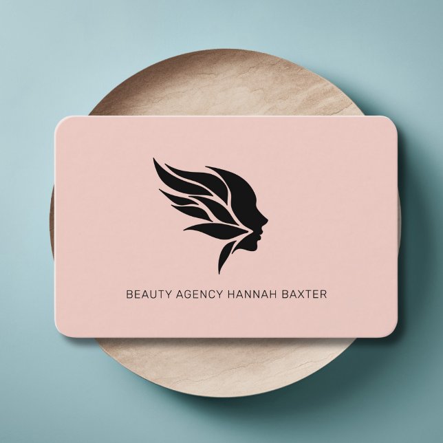 Carte De Visite Logo Femme Beauté, Moderne, Salon, Rose (Woman Beauty Logo, Modern, Salon, Business Card)