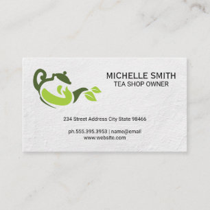Carte De Visite Logo Feuille de thé vert   Boisson chaude