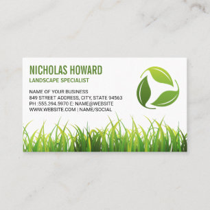 Carte De Visite Logo feuille   Herbe   Paysage