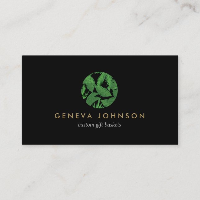Carte De Visite Logo Feuille Tropical II pour jardiniers, designer (Devant)