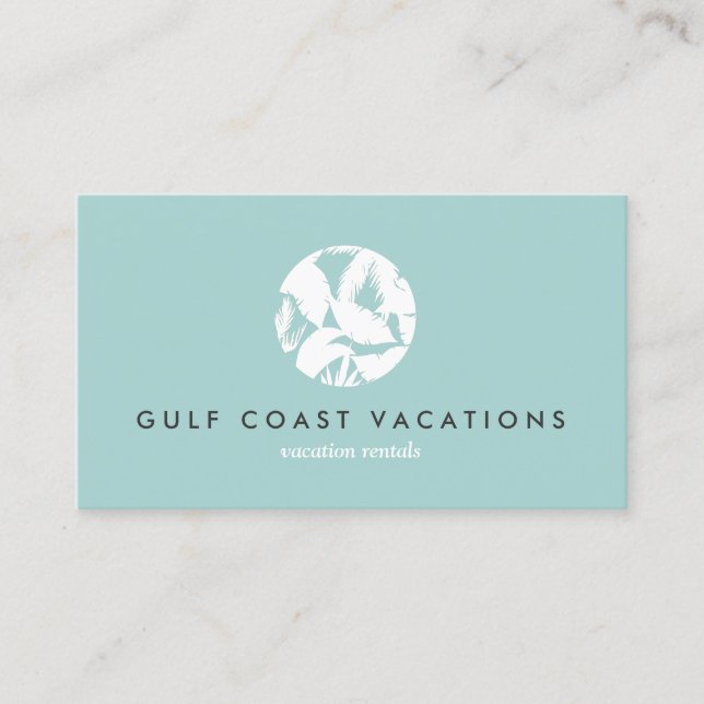 Carte De Visite Logo Feuille Tropical sur Aqua pour location vacan (Devant)