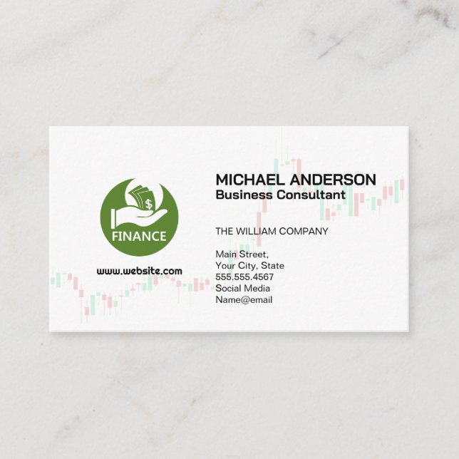 Carte De Visite Logo Finances | Graphique Stock (Devant)