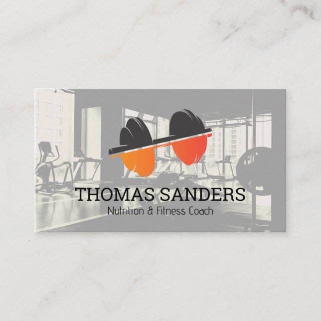Carte De Visite Logo Fitness Dumbbell | Salle de gym | Formateur p (Devant)