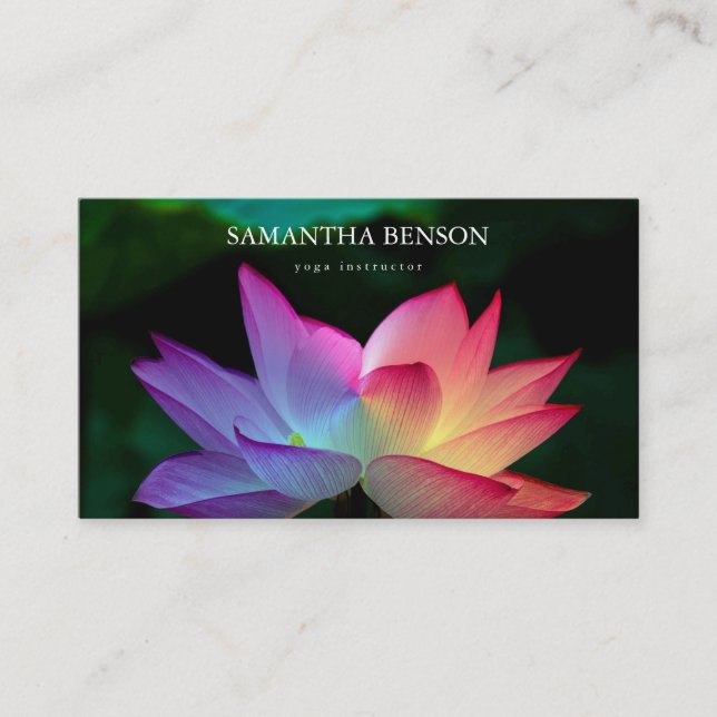 Carte De Visite Logo Fleur Noir & Blanc Élégant Yoga Business Ca (Devant)