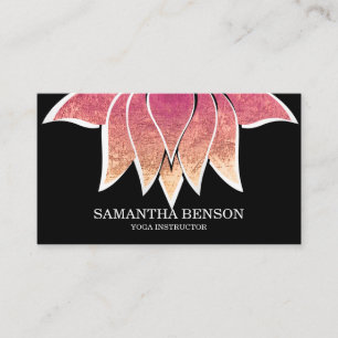 Carte De Visite Logo Fleur Noir & Blanc Élégant Yoga Business Ca