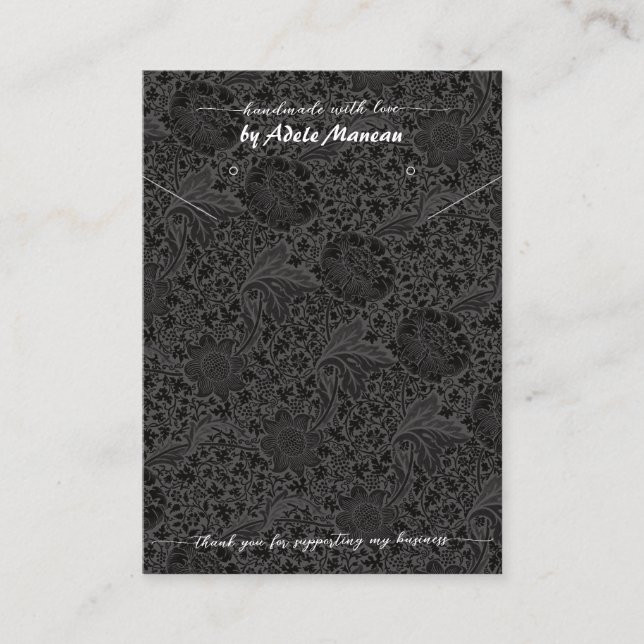 Carte De Visite Logo Fleur Noire QR Code Collier Porte Bijoux (Devant)