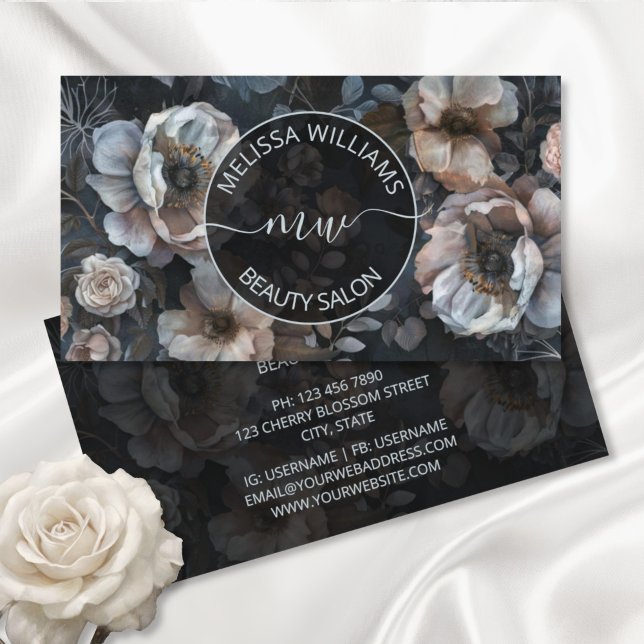 Carte De Visite Logo Fleurs Roses Vides (Créateur téléchargé)