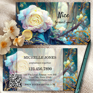 Carte De Visite Logo floral artistique Code QR
