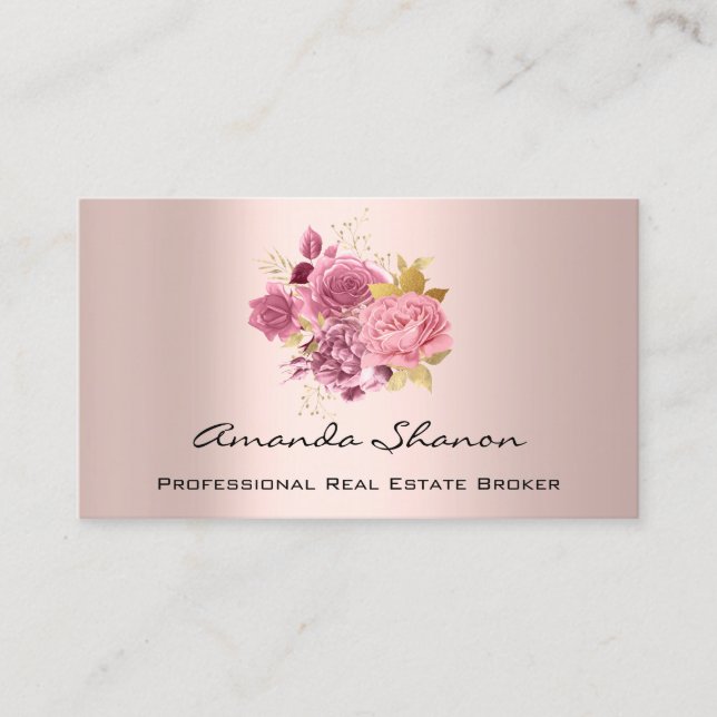 Carte De Visite Logo Floral Pink Wedding planner de l'événement CO (Devant)