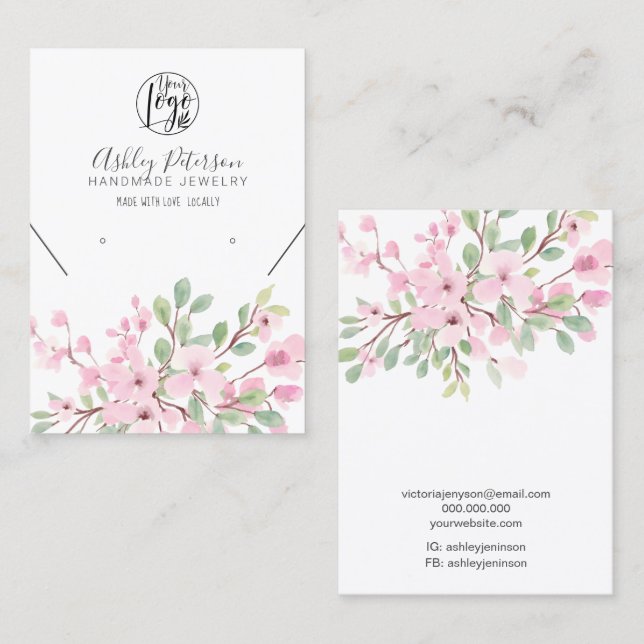 Carte De Visite Logo floral rose fille collier d'oreille bijoux (Devant / Derrière)