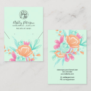 Carte De Visite Logo floral rose Turquoise collier de bijoux