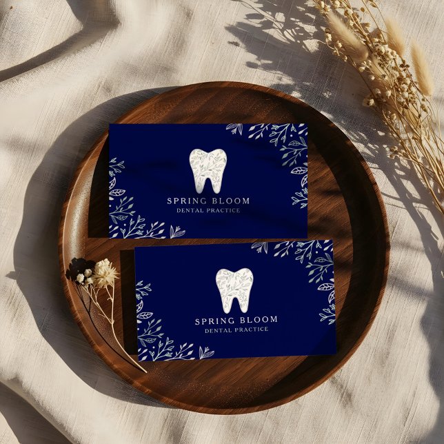 Carte De Visite Logo florissant de dentition dentaire (Blooming Flourishing Dental Tooth Tree Logo Business Card)