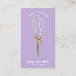 Carte De Visite logo Fouet de Cuisine pâtisserie violet