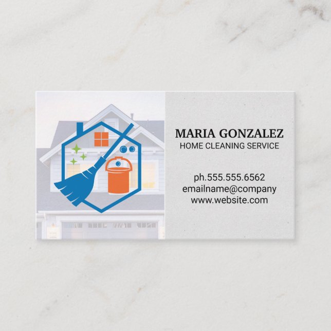 Carte De Visite Logo Fournitures de nettoyage à domicile | Service (Devant)