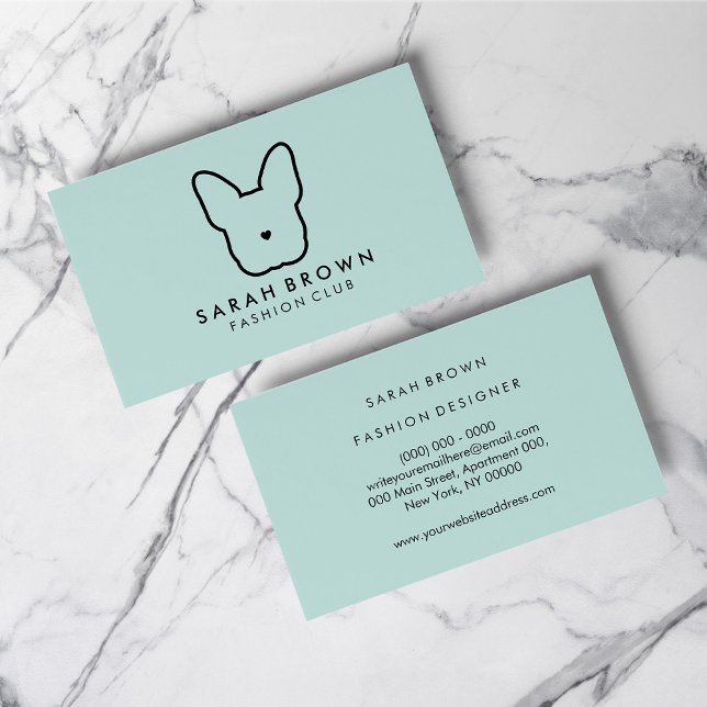 Carte De Visite Logo Français de Bulldog Frenchie (French Bulldog Frenchie Logo Business Card)