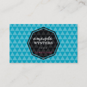 Carte De Visite LOGO geo moderne motif emblème octagon turquoise