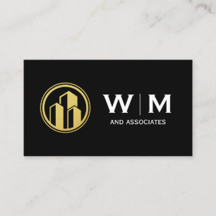 Carte De Visite Logo Gold Buildings Monogramme