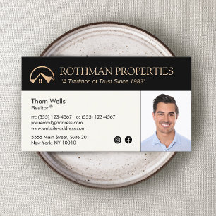 Carte De Visite Logo Gold House Immobilier, Realtor Photo Business