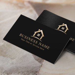 Carte De Visite Logo Gold House Réaliseur immobilier Nettoyage de