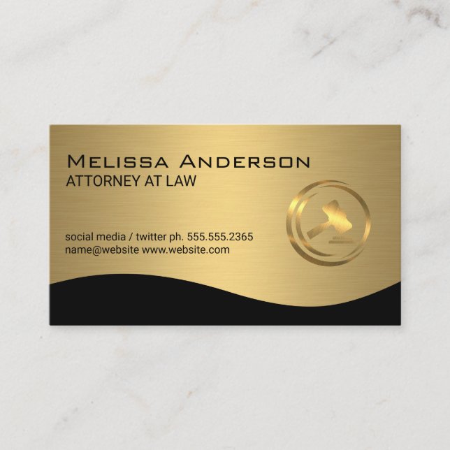 Carte De Visite Logo Gold Law Gavel | Avocat (Devant)