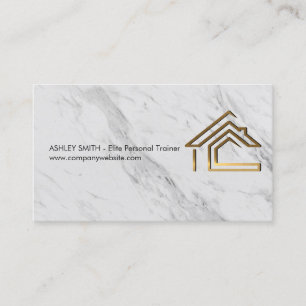 Carte De Visite Logo Gold Metal House   Marbre