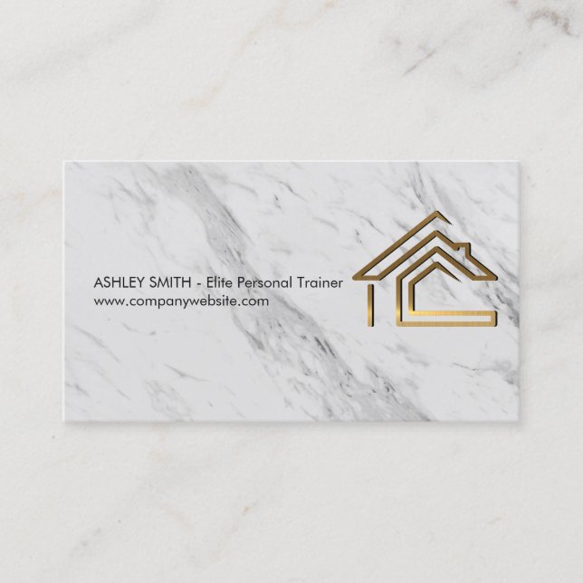 Carte De Visite Logo Gold Metal House | Marbre (Devant)