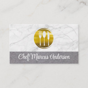 Carte De Visite Logo Gold Metal Silverware   Restaurant