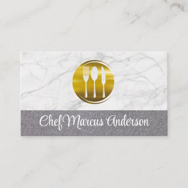 Carte De Visite Logo Gold Metal Silverware | Restaurant (Devant)
